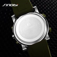 Montre sport pour homme SINOBI 47 mm étanche, double affichage, bracelet en silicone, quartz haute précision, montre digitale à bracelet, RTS