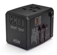 Nouvel adaptateur de voyage compact UNI réglable 45W, charge rapide, prise multifonctionnelle conçue pour les voyages légers et l'usage quotidien