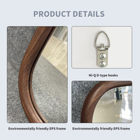 Miroir rectangulaire en bois finition noyer, miroir mural HD pour salle de bain, chambre à coucher, décoration intérieure