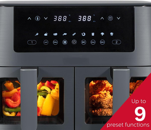 Freidora de Aire Eléctrica de Acero Inoxidable de Gran Capacidad con Cesta de Doble Zona, Pantalla LCD y Control Digital, Freidora Profunda Doméstica de 9-10L - Product Image 2