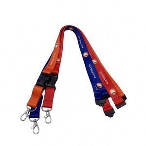 Cordón corto de seguridad personalizado con sublimación impresa, de nailon satinado y poliéster, con soporte para tarjeta de identificación. - Product Image 2