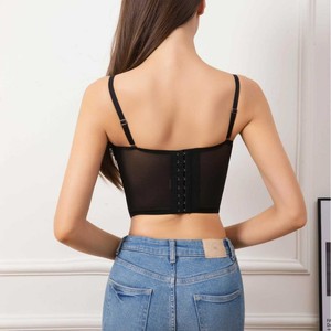 SMOOTH Factory Logo personnalisé pour femme, haut <span class=keywords><strong>corset</strong></span> bustier vintage à bretelles spaghetti, avec empiècements en maille française, baleiné et motif papillon 3D - Product Image 4