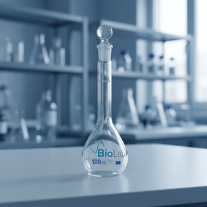 Fiole volumétrique à col long en verre borosilicaté de 500 ml, fiole de mesure de laboratoire avec bouchon, marque BIOLAB, pour solutions chimiques - Product Image 3