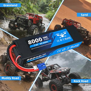 Dayanıklı Grafen 2S 7.4V 8000mAh 100C Lipo Yüksek Performanslı Pil RC Araçlar için Araba/Tekne/Helikopter - Product Image 6