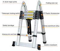 Échelle Télescopique en Aluminium Pliable et Compacte Multi-usages de 3.2m, 4.4m, 5m, 6m pour Toit de Voiture, Facile à Ranger