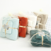 Ensemble de serviettes de bain en microfibre corail, couleur unie, super douces, séchage rapide, écologiques, tissées, pour femmes, cadeaux de luxe