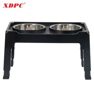 Xmau tempat mangkuk anjing besar, tempat mangkuk air untuk makanan anjing besar dapat disesuaikan 4 ketinggian
