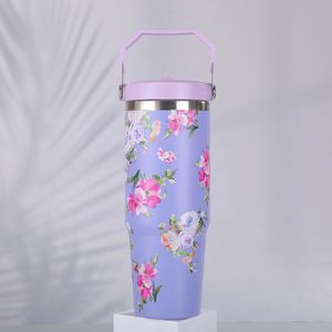 Gobelet de voyage isotherme en acier inoxydable 20oz 30oz avec poignée, anti-fuite, double paroi sous vide, couvercle, paille et base antidérapante, maintien au chaud 6-12 heures - Product Image 3