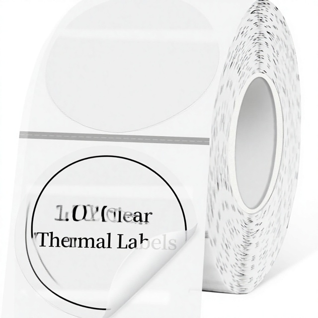 Custom 1.5" Transparent Thermal Paper Waterproof Thermal Label Stickers Self-Adhesive Supermarket Gift Wrapping Name Price Tags
