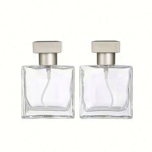 Botellas de Perfume Rectangulares de Vidrio Esmerilado con Logotipo Personalizado Impreso en Serigrafía, con Pulverizador, 50ml 100ml, para Cosméticos Femeninos - Product Image 1
