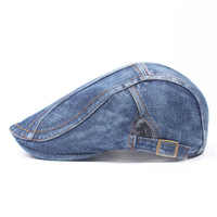 Gorra plana de mezclilla para hombres y mujeres, sombrero de boina, gorra irlandesa informal, gorra de taxista de hiedra ajustable Retro británica azul