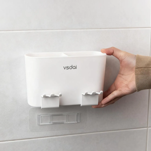 Boîte de rangement multifonctionnelle portable, boîte de rangement en plastique pour salle de bain, porte-brosse à dents, agents de <span class=keywords><strong>recrutement</strong></span> - Product Image 4