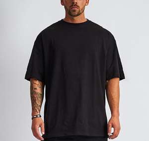 T-shirt de sport pour <span class=keywords><strong>homme</strong></span> en coton pur, coupe ample à épaules tombantes, manches courtes, vente en gros, qualité supérieure, 100 % coton, surdimensionné - Product Image 1