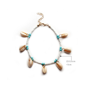 Pulsera <span class=keywords><strong>tobillera</strong></span> de punto con cuentas de cristal para mujer, accesorio de playa con semillas bohemias, GAB002 - Product Image 5