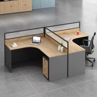 Combinazione Moderna di Scrivania e Sedia da Ufficio in Legno Modulare con Postazione a 6 Pannelli Divisori per Ufficio