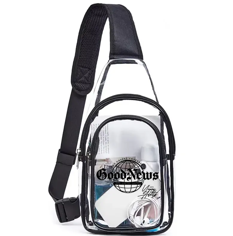 Borsa trasparente in pvc trasparente personalizzata borsa a tracolla trasparente borsa a tracolla trasparente approvata dallo stadio
