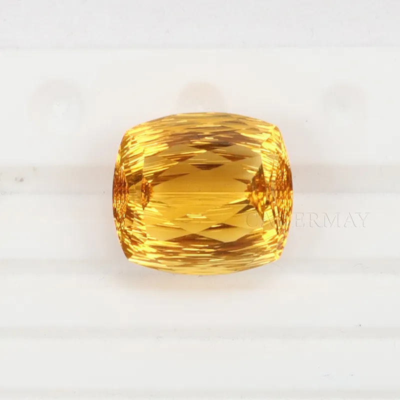 Polished Faceted Gemstone Golden Yellow Natural Citrine Crystal Elongated Cushion Brilliant cut Citrine for Pendant Jewelry