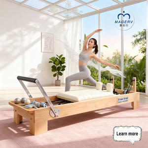 เครื่องปฏิรู<span class=keywords><strong>ป</strong></span>ตัวแบบพิลาทิส ทำจากไม้เมเปิลสีขาวเกรดเชิงพาณิชย์ อุ<span class=keywords><strong>ป</strong></span>กรณ์พิลาทิสระดับมืออาชีพสำหรับสตูดิโอ สีเบจ <span class=keywords><strong>สำหรับ</strong></span>การออกกำลังกาย - Product Image 6