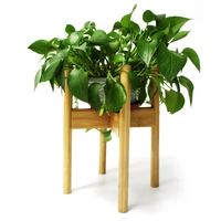 Rak Pot Bunga Lantai Bambu Indoor/Outdoor yang Dapat Dipindahkan, Tahan Lama, Ramah Lingkungan, 30x35cm untuk Rumah, Kebun, Ruang Tamu