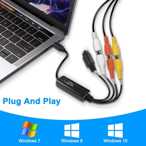 Carte de capture vidéo RCA vers USB C, convertisseur analogique-numérique HD 1080P pour VHS VCR, captureur vidéo pour PC portable Windows Mac OS - Product Image 5