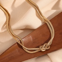 Collier ras du cou tendance en acier inoxydable plaqué or, double couche torsadée, chaîne serpent