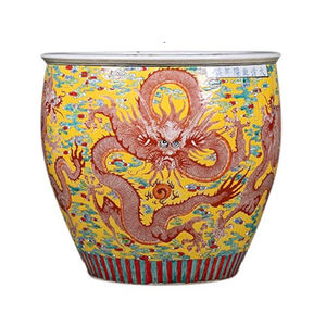 Antico cinese grande drago giallo decorativo dipinto a mano porcellana interna <span class=keywords><strong>vaso</strong></span> di <span class=keywords><strong>fiori</strong></span> <span class=keywords><strong>da</strong></span> giardino <span class=keywords><strong>esterno</strong></span> <span class=keywords><strong>vaso</strong></span> grande - Product Image 2