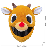Housse de casque de moto renne mignon en fausse fourrure de lapin douce, ajustement universel pour casques intégraux, coupe-vent, anti-rayures, cadeau festif
