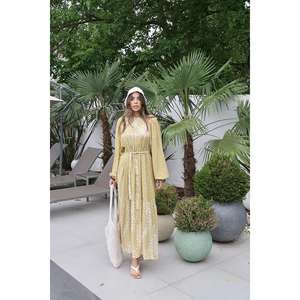 Vestido Casual de Ocio con Cuello Mandarín y Estampado Floral Amarillo, Cintura Elástica, Tejido Holgado y Transpirable, Venta al por Mayor - Product Image 6