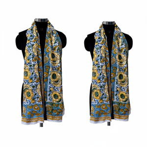 Handmade Eco-friendly Multi-Color Floral Block Printed Cotton <b>Sarong</b> Shawl Fashionable Indian Traditional Scarf Customizable - Product Image 1