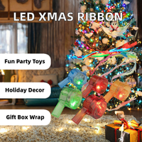 Guirlande lumineuse LED de Noël en plastique Wolongmountain, ruban satiné pour arbre de Noël, boîte cadeau DIY, décoration de fête, modèle X268162