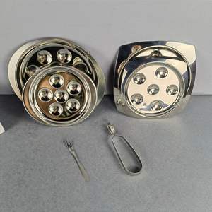 Yolecen Wegwerp Roestvrijstalen Franse Slak Plaat Metalen Escargot Plaat Schotel Clip Voor Buffet Frans Serviesgoed Bakplaat - Product Image 1