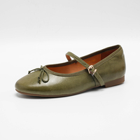 Chaussures plates en cuir à boucle pour femmes - Semelle extérieure en caoutchouc antidérapante, respirantes et légères