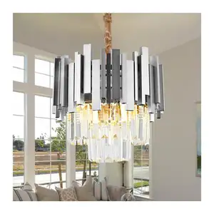 Modern Crystal Ceiling Lamp Antique Hanging Lamp Silk Cloth Pendant Lamp Artistic Home Hotel Fabric Chandeliers E26/E27 Socket