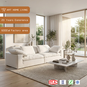 Divano Moderno in Velluto Bianco Crema, Monoposto, con Spugna ad Alta Densità, Personalizzabile, Compresso Sottovuoto per Arredamento Soggiorno - Product Image 1