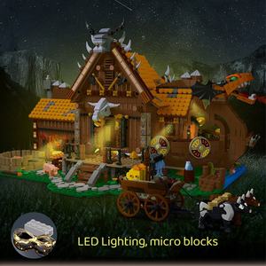 Mork 033051 Maison Viking Médiévale 3129 Pièces Édition Éclairage Micro Mini Blocs de Construction Jouet DIY - Product Image 3