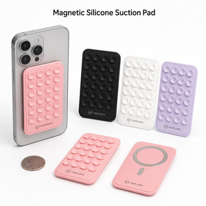 Custom Logo Magnetic Silicone <b>Suction</b> Phone <b>Pad</b> Hands Free Holder for Mirror Shower Gym Professional Business Promotional Gift - Product Image 1