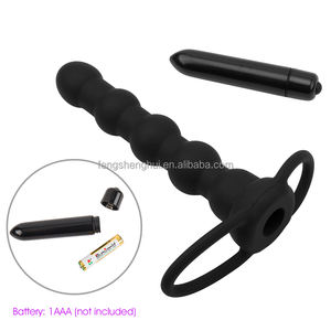 Juguetes Sexuales Vibradores de Doble Penetración con Cuentas, Anillo Vibrador Anal, Masajeador, Anillo para Pene con Correa - Product Image 4
