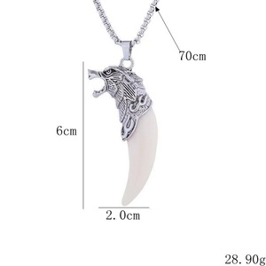 Collares con Colgante de Moda <span class=keywords><strong>Retro</strong></span> para Hombre, Collares con Colgante de Acero Inoxidable con Dientes Simulados Personalizados - Product Image 5