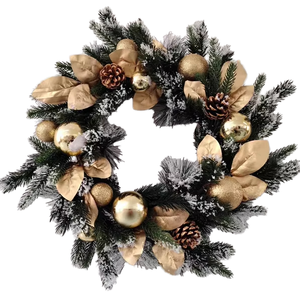 Gi BSci <span class=keywords><strong>24</strong></span> इंच क्रिसमस सोने के धनुष और गेंदों पर pvc क्रिसमस क्रिसमस की पुष्पांजलि - Product Image 2