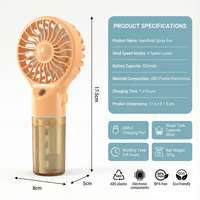 Nouveau mini ventilateur portatif à brume d'eau, rechargeable par USB, humidificateur portable, brumisateur rafraîchissant, faible bruit, pour voiture, maison et bureau