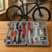 Kit d'outils de réparation multifonction 44 pièces pour VTT et vélo de route : démonte-chaîne, extracteur de manivelle, clé de boîtier de pédalier, démonte-cassette, trousse de réparation de pneus