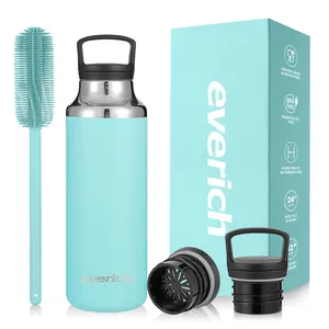 Everich 500ml Stainless Steel Vacuum Insulated Water Bottle with Wide handle and Strainer for ice/fruit cubes Sport Water Bottle