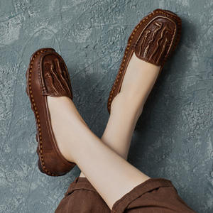 Botas de Mujer Estilo Británico Otoñales, Botines de Piel Auténtica con Plataforma y Tacón de Cuña con Cordones - Product Image 2