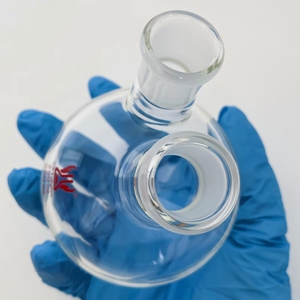 Fiasche a fondo tondo a due colli in vetro borosilicato trasparente a parete spessa con giunto 19/22 per laboratorio chimico, prodotte in Cina - Product Image 5