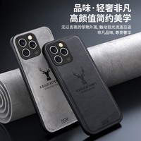 Étui de luxe en cuir et tissu à motif tête de cerf pour iPhone 18 17 16 15 14 13 12 11 Pro Max X XS 7 8 Plus Mini – Coque arrière souple