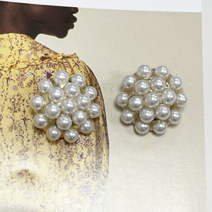 Thời Trang Ngọc Trai Kim Loại Nút Hình Chữ Nhật Cho Phụ Nữ Của Nhỏ Thơm Phong Cách Dệt Kim Cardigan Áo Sơ Mi Tay Áo Cổ Áo Quần Áo - Product Image 3