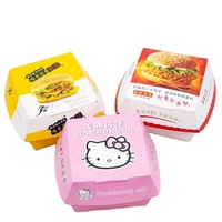 Boîte colorée d'emballage en carton de nourriture de hamburger de fast-food jetable écologique imprimé personnalisé