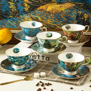 Juego de Taza y Platillo de Porcelana Fina Estilo Nórdico <span class=keywords><strong>Van</strong></span> <span class=keywords><strong>Gogh</strong></span> para Café y Té con Caja de Regalo - Product Image 4