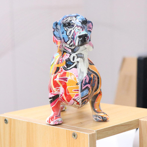 Escultura de perro salchicha hecha a mano para decoración del hogar, estatuilla de grafiti de resina colorida, perro - Product Image 2