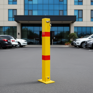 Bolardo de estacionamiento metálico amarillo, grado ingeniería, reflectante, para seguridad en hoteles, garajes y calles - Product Image 2